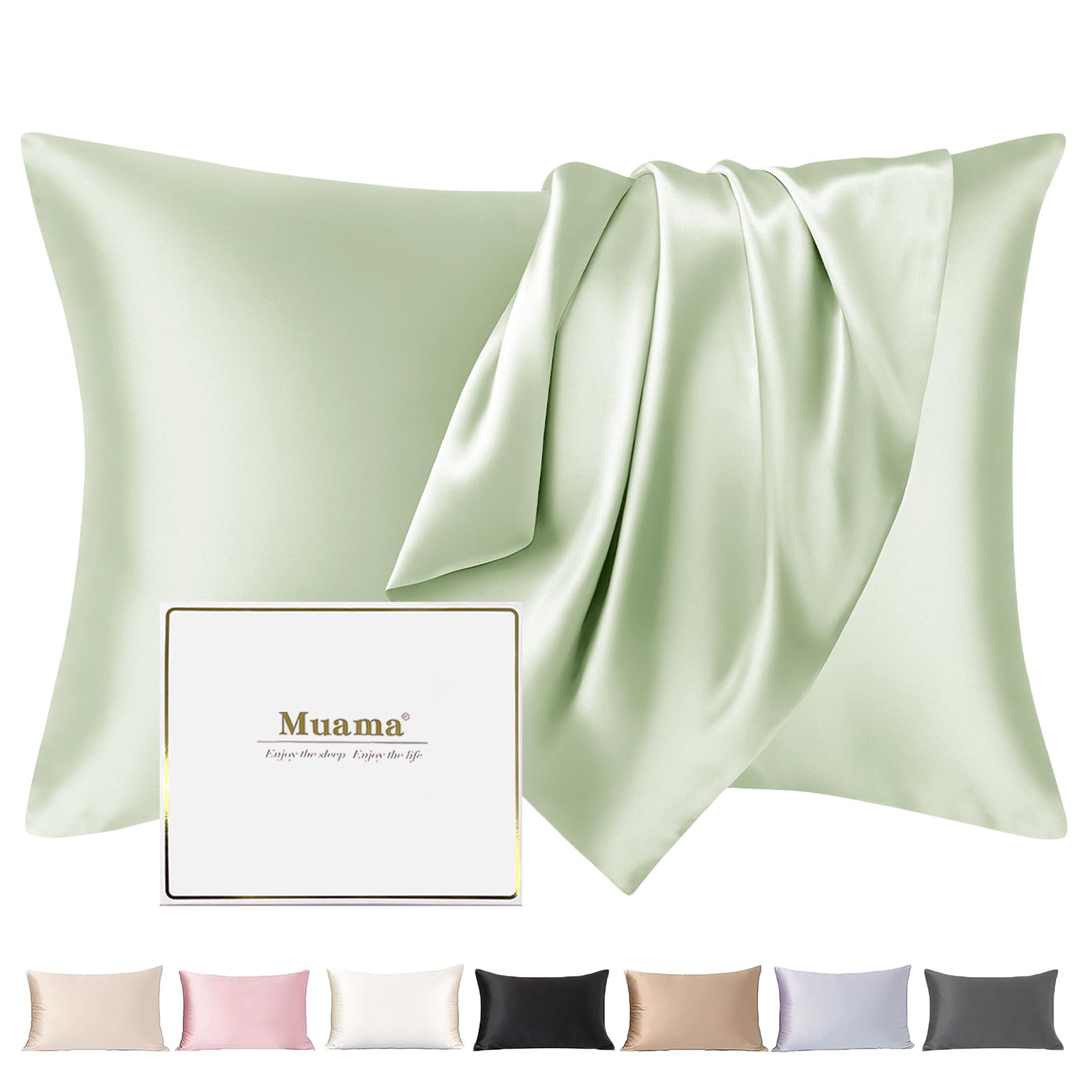 Muama Seidenkissenbezug Maulbeerseide für Haar & Haut | Silk Pillowcase, Reduziert Haar-Frizz & Hautfalten, Thermoregulierend, Kühl, atmungsaktiv, Diskreter Reißverschluss, 1 Stück