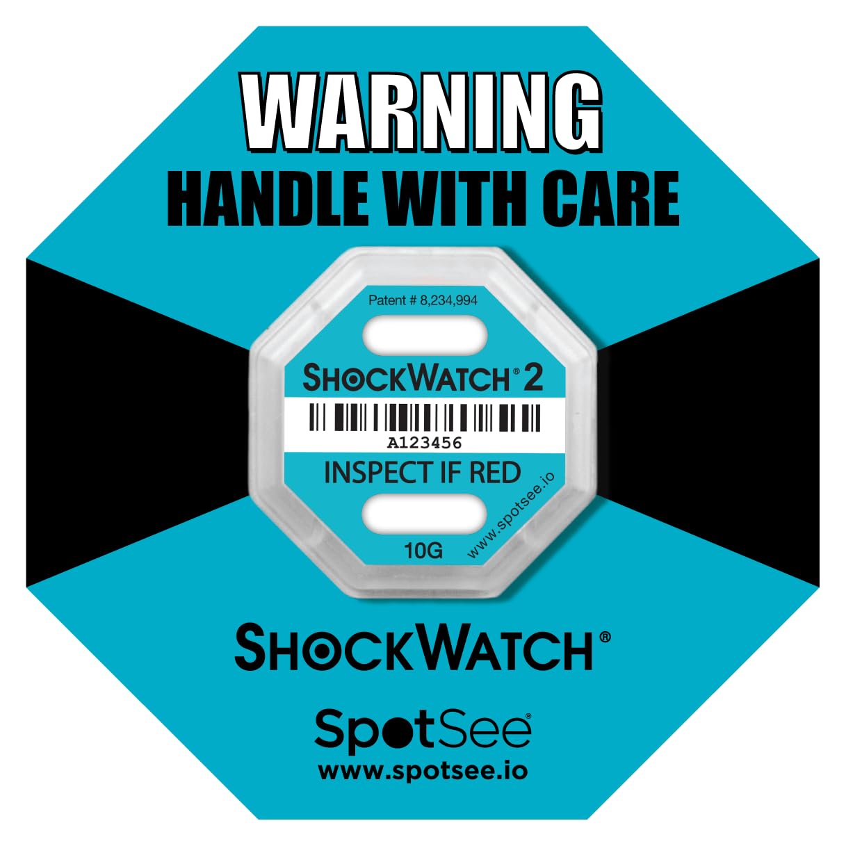 ShockWatch 2 Indicatore di impatto, confezione da 100, 10G Teal, antimanomissione indicatore di danni da urti