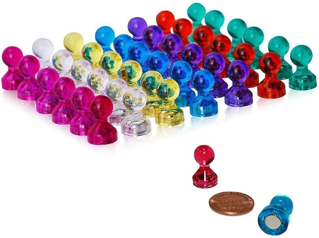 Push Pins Magnetic,70 Pack Coloured Whiteboard Magnets Rmeet Thumbtack Pin Cones for Memo Board Refrigerator Noticeboard Fridge Map Stationery Offic School 7 Colours