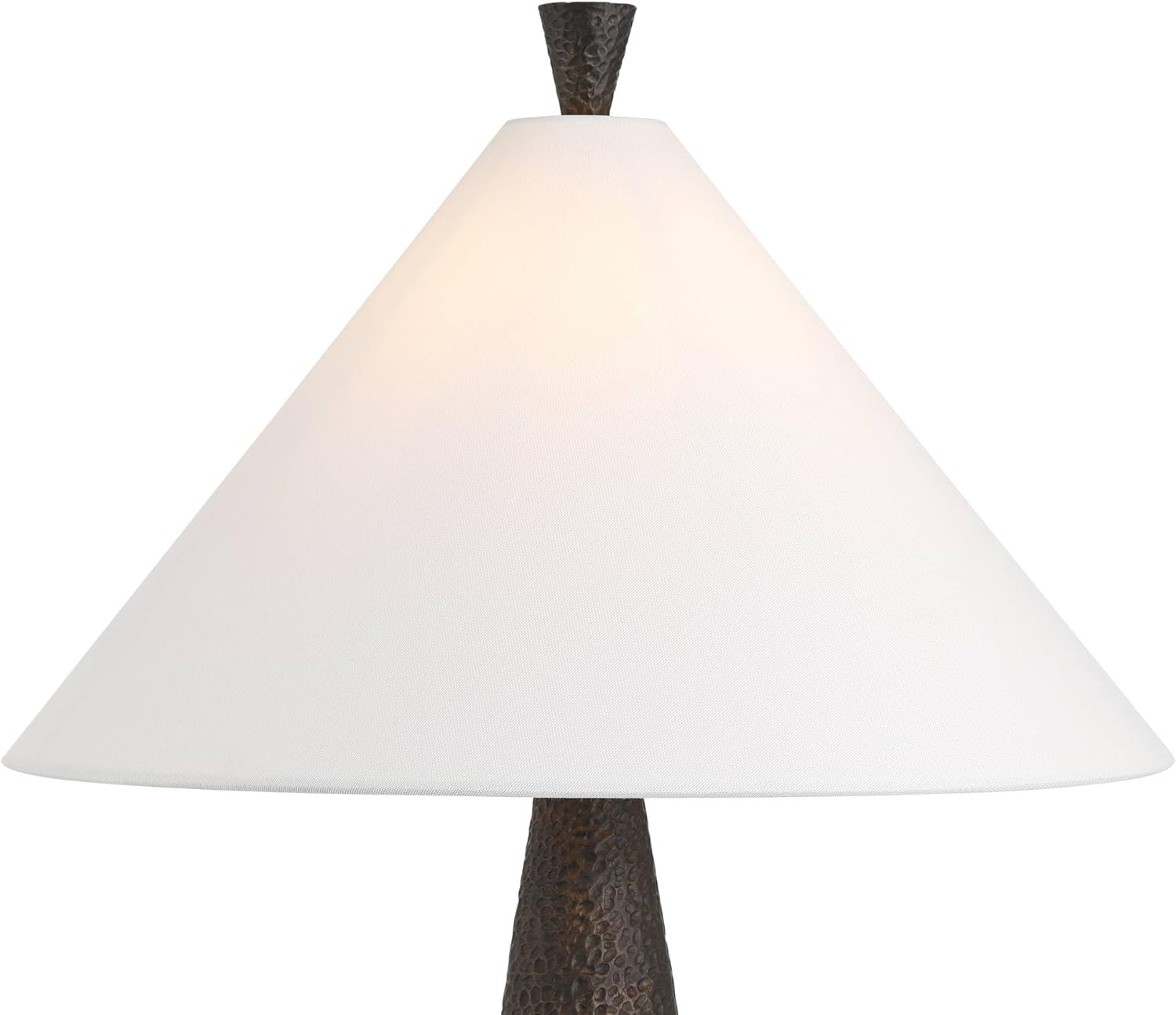 Possini Euro Design June 27" Tall Cone Modern Scandinavian 3-Way Table Lamp Black Finish Metal Single Fabric White Shade Living Room Bedroom Bedside Nightstand House Office Home Reading Kitchen