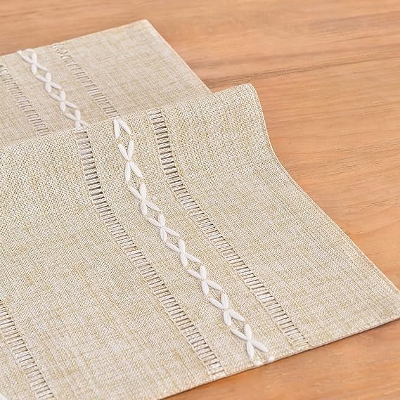 Wracra Almond Yellow Placemats Washable Set of 6, 30 x 45 cm Fabric Table Placemats - Image 4