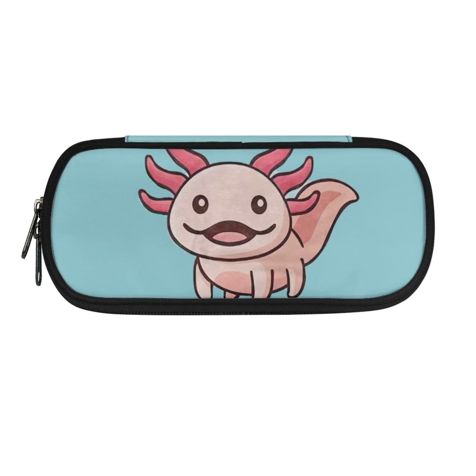 HUGS IDEA Cartoon Axolotl Big Capacity Pencil Pen Case for Kid Boys Girls, Office School Supplies Stationery Organizer Pouch Durable Zipper Pencil Bag — image 1