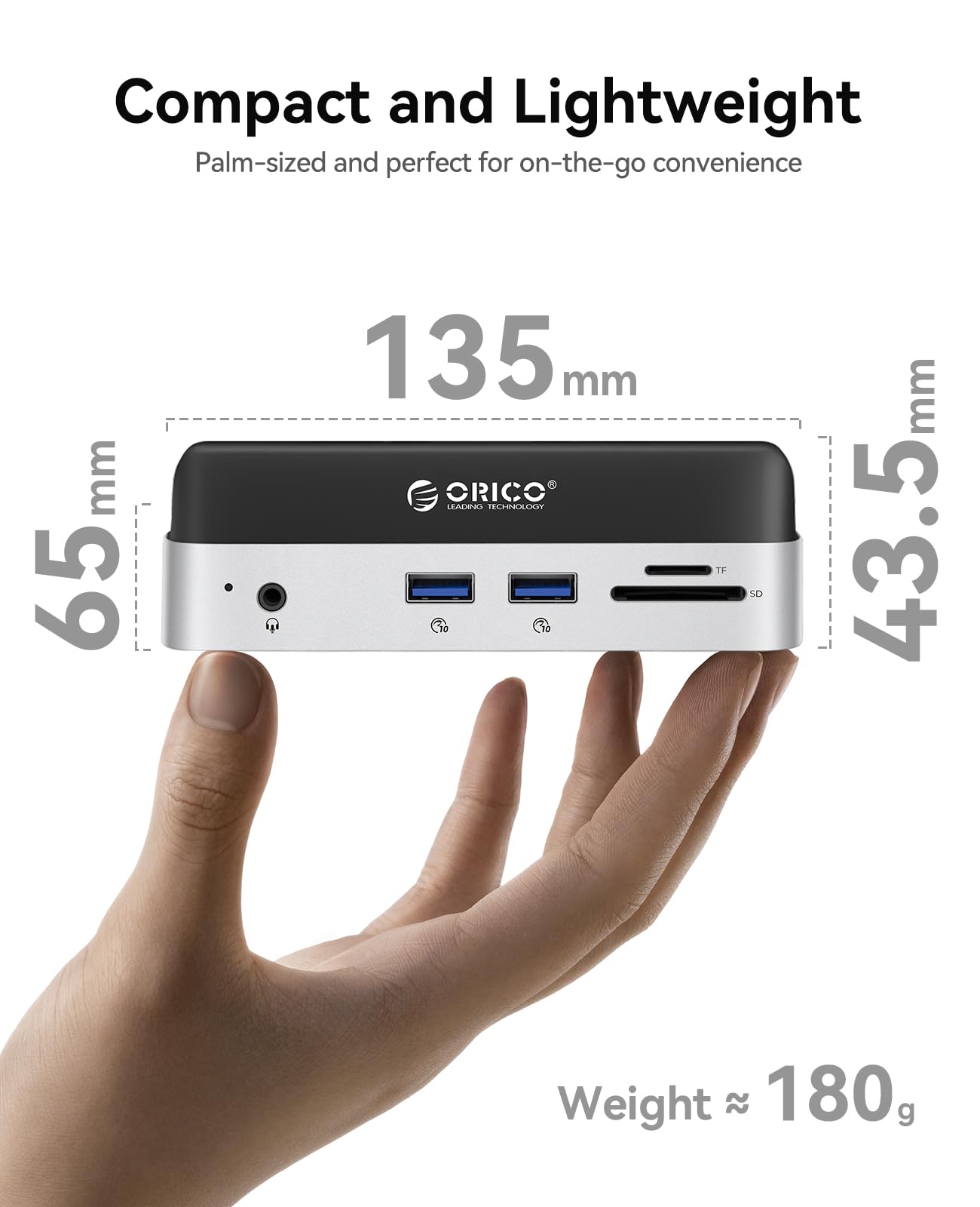 ORICO MiniDock Mac Mini M4 Dock & Support mit Boîtier SSD NVMe, USB C Hub mit 2 USB-A 10Gbps, SD/TF 3.0, Accessoire Parfait pour Mac Mini M4/M4 Pro - VSE