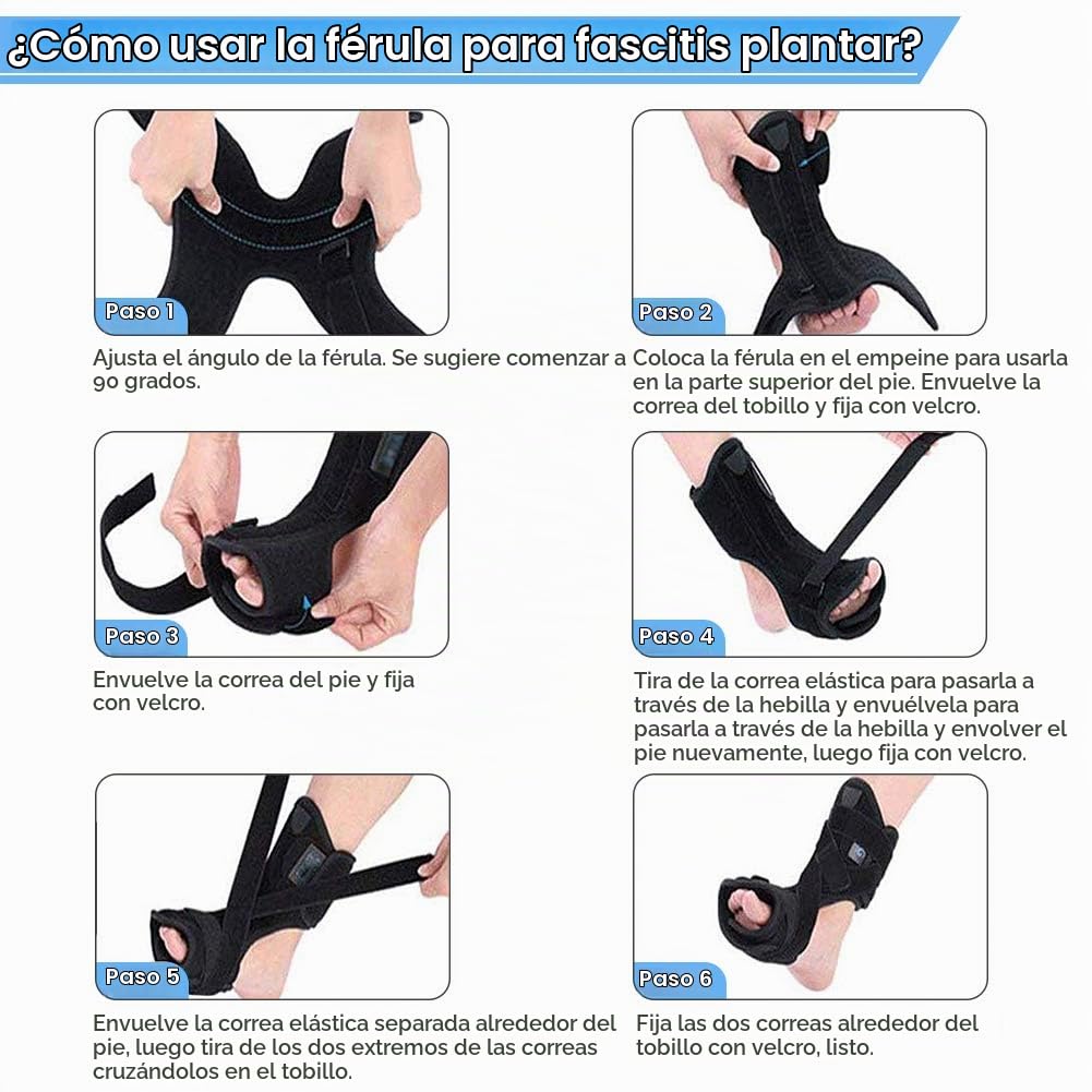 MAGT Férula para fascitis plantar Férula para dermatitis plantar Fascitis plantar Férula nocturna dorsal para el talón Alivio del dolor Caída del pie Soporte ortopédico para dormir (con bola de masa