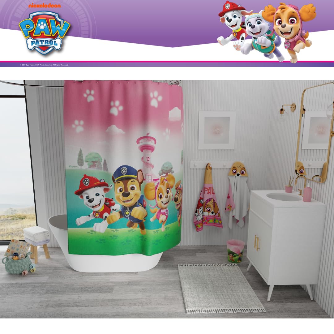 Paw Patrol Kids Waterproof PEVA Shower Curtain - 70x72 Inches, Officially Licensed, No Rings Included