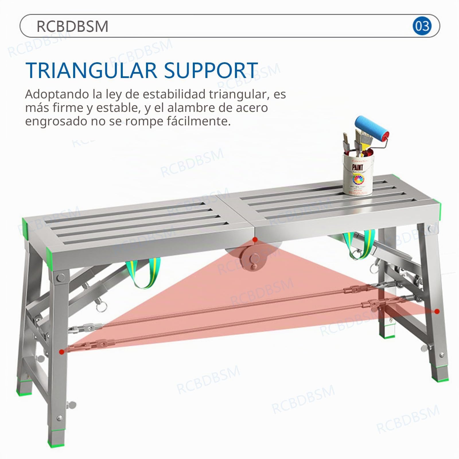 Torre de plataforma de trabajo plegable multiusos | Estructura de acero al carbono ajustable | Clasificación de trabajo 400 kg | Taburete portátil | Altura