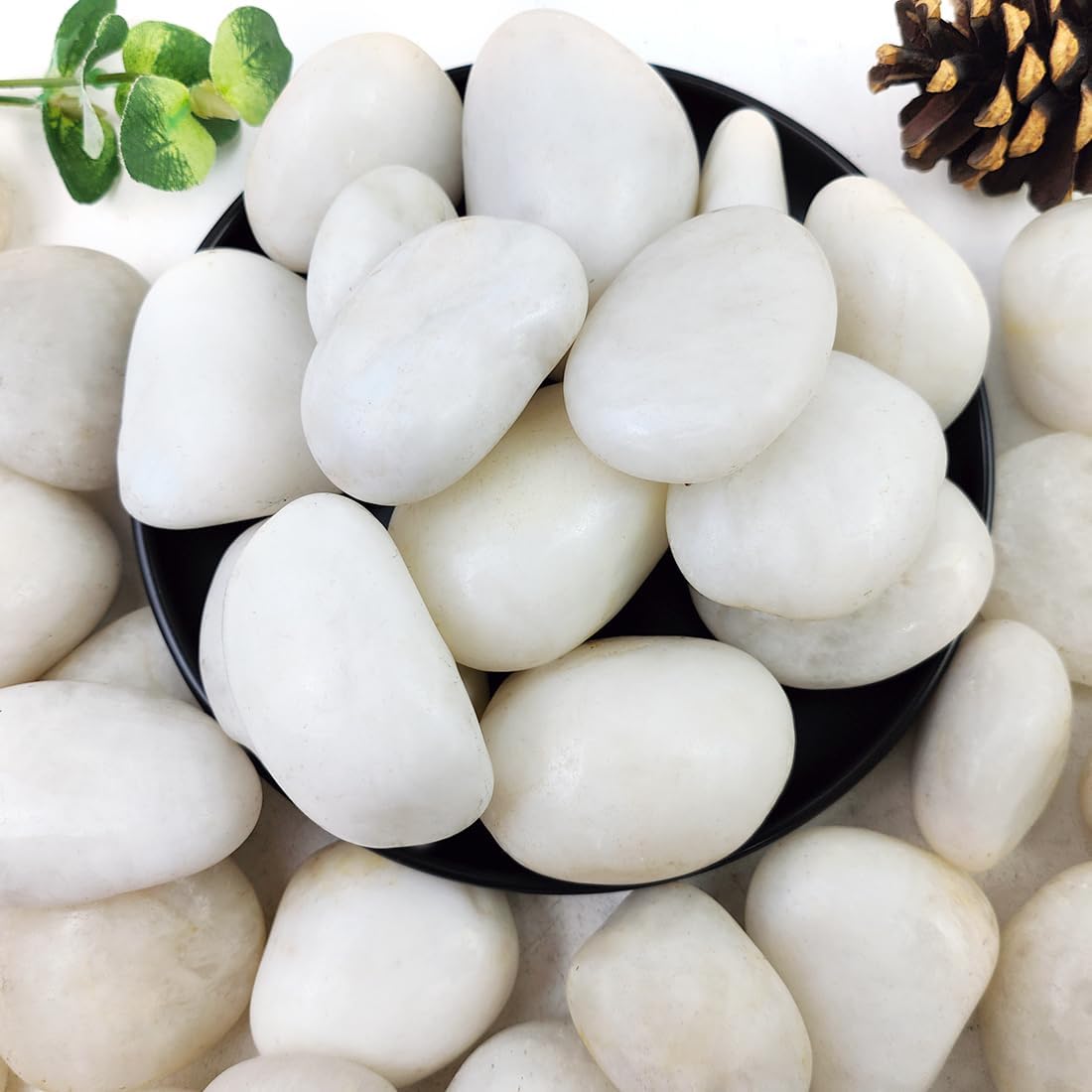 Vsell24 3Kg Extra Large White River Rocks for Landscaping, 2-3 Inch Natural Pebbles for Indoor Plants, High Polished Decorative Stones Garden DIY Vase Filler Fish Tank Aquariums