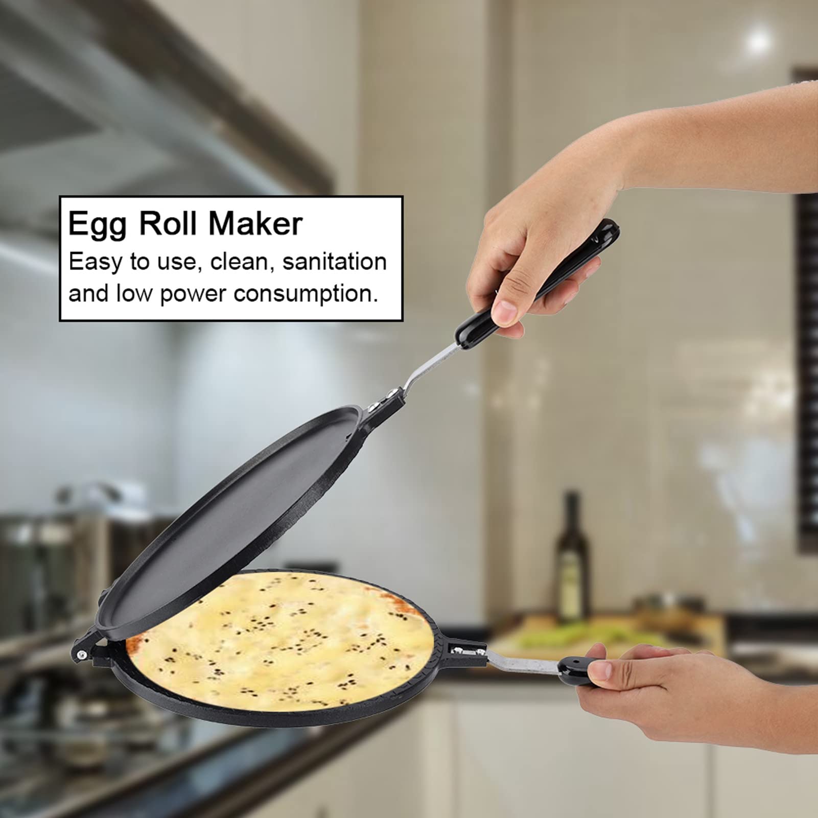 Macchina per Involtini di Uova e Kit per Waffle - Include Macchina per Coni Gelato e Padella per Omelette Croccanti - Strumento da Cucina Perfetto per Casa e Ristorante
