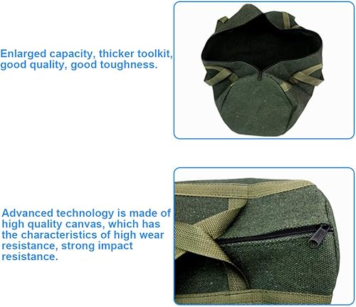Miniatura 2 de Bolsa de herramientas, organizador portátil de herramientas de lona multiusos, bolsa de almacenamiento resistente con parte inferior resistente y