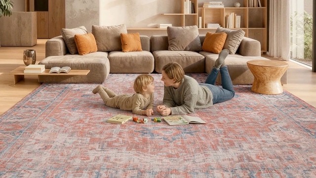 Tapete Safavieh Washable Tucson 8x10 ft Rust Navy miniatura 7