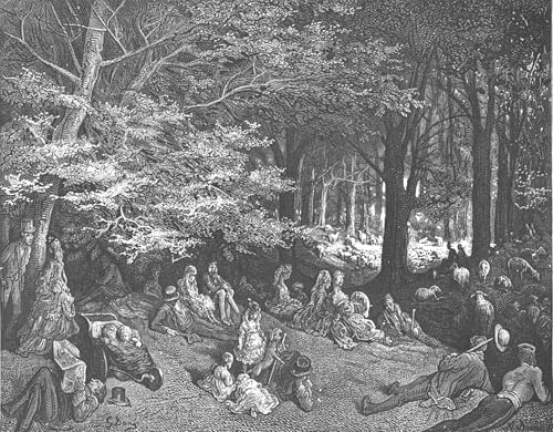 Cuadro de Gustav Dore Sotto gli alberi Regents Park lienzo para salon 60x90cm