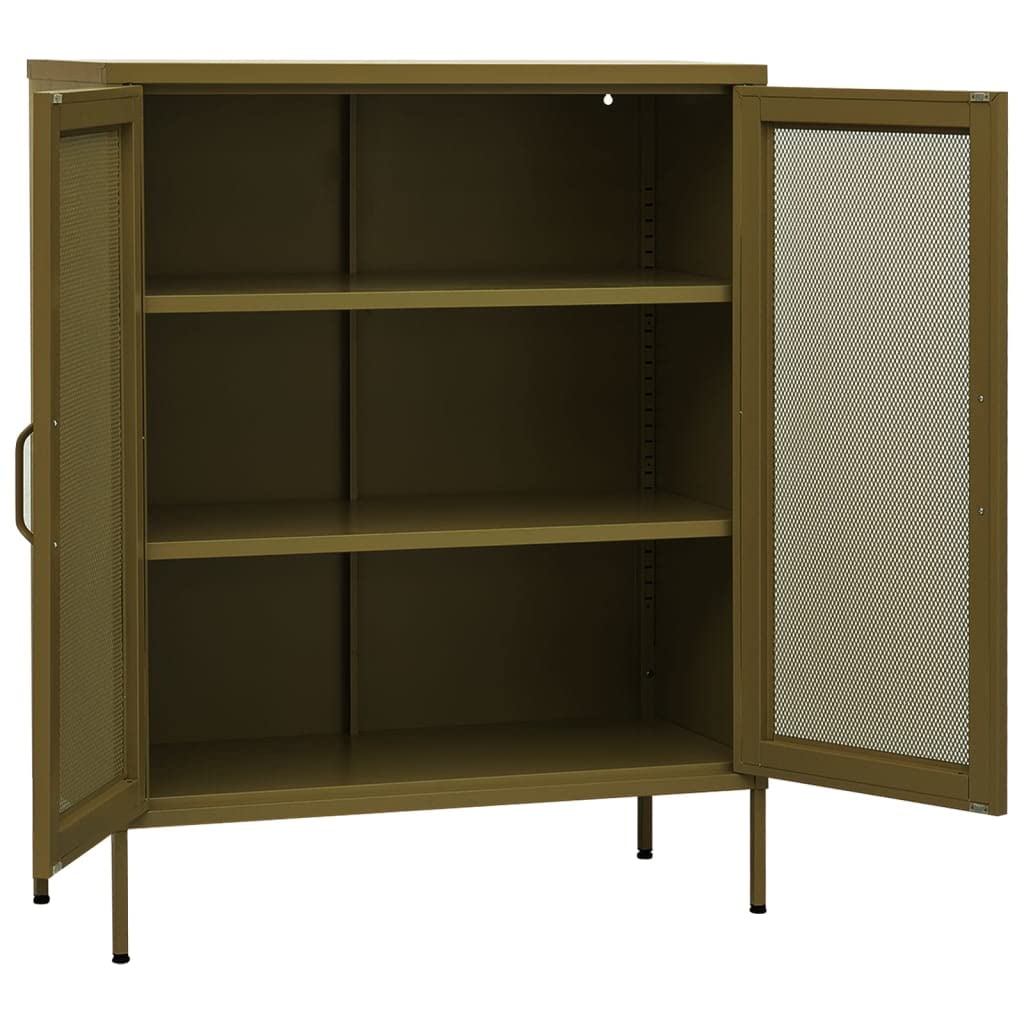 Armadio da ufficio, autoportante, in metallo, per aziende, ufficio, scuola, verde oliva, 80 x 35 x 101,5 cm, in acciaio (facile da montare)
