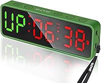 Vista 8 de Reloj con temporizador de gimnasio pequeño, cronómetro magnético con temporizador de intervalos de entrenamiento, pantalla digital LED grande, Negro