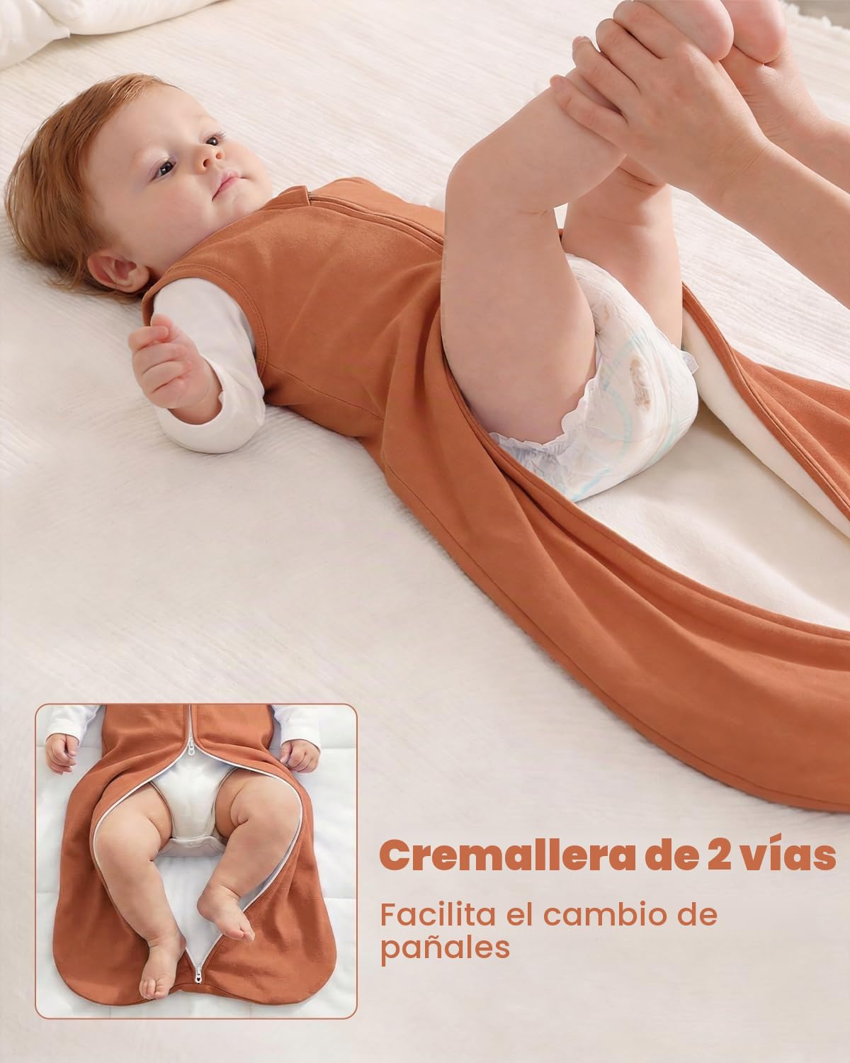 JiAmy Saco de Dormir Bébé Saco Dormir Bebe Invierno 1,5 TOG, Súper Cálido para Unisex Niñas Niños Oso naranja 0-6 Meses