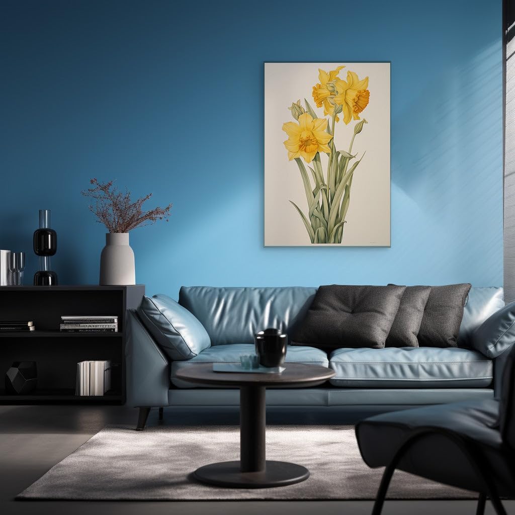 Canvas for Living room. Splendor in Simplicity � Three Vivid Daffodils Against Pristine White, 27 x 18 inch Canvas Wall Art - Contemporary Masterpieces - Modern Home Decor - 69x46 cm (27x18 inch)