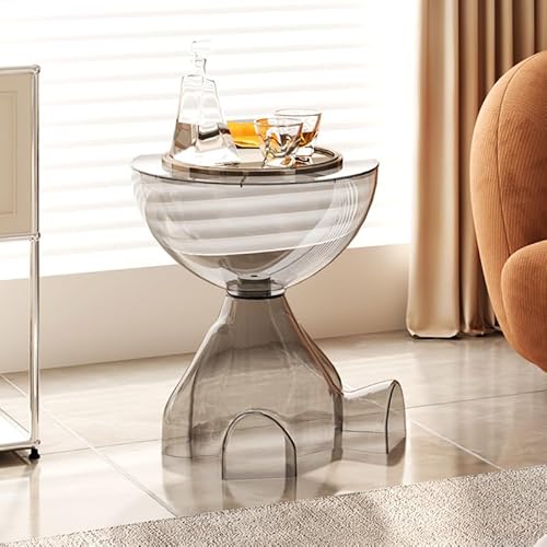 Niuoyrd サイドテーブル ナイトテーブル テーブル 収納付き ベッドサイドテーブル おしゃれ ソファ サイドテーブル ベッド横 デザインセンス ベッドサイド テーブル 一人暮らし ソファ横 ベッド横 高さ約41cm× 直径約37cm (半透明 - グ