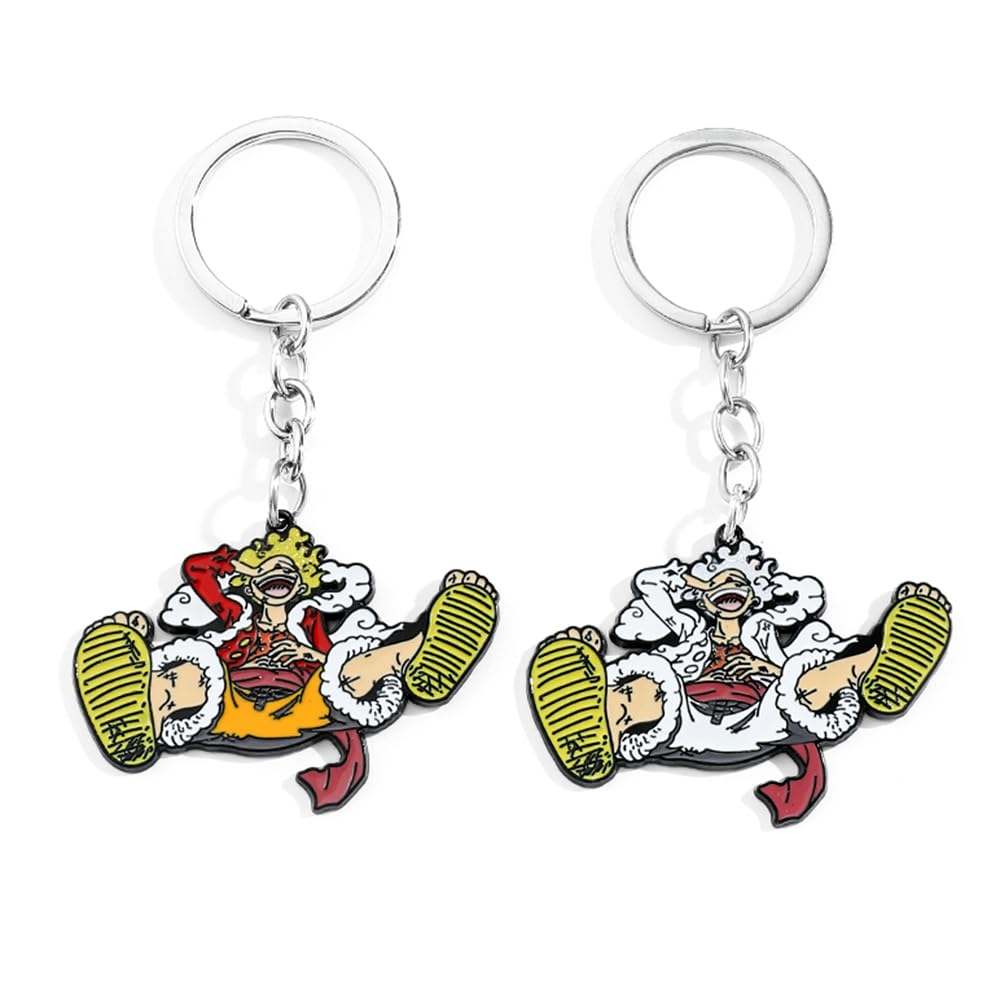 WDLYAN2PCS One Piece Luffy Keychain Japanese Anime Backpack Accessories Jewelry Gift for Men Women Cartoon Key Holder