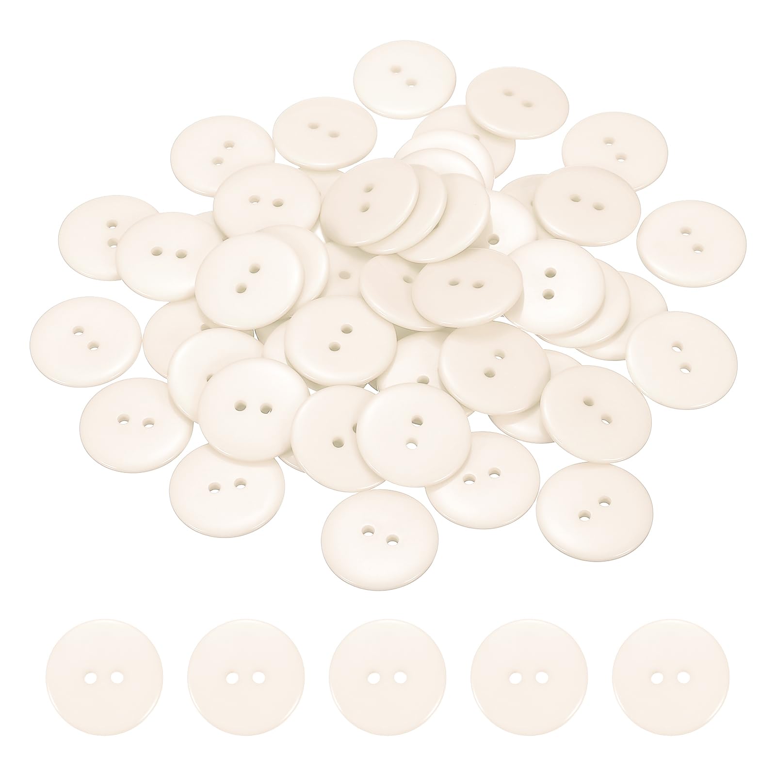 sourcing map 50pcs Resin Sewing Button, 30mm (1-3/16-inch) 2 Holes Round Craft Decorative Buttons for Coat Clothes Holiday Decoration, Beige