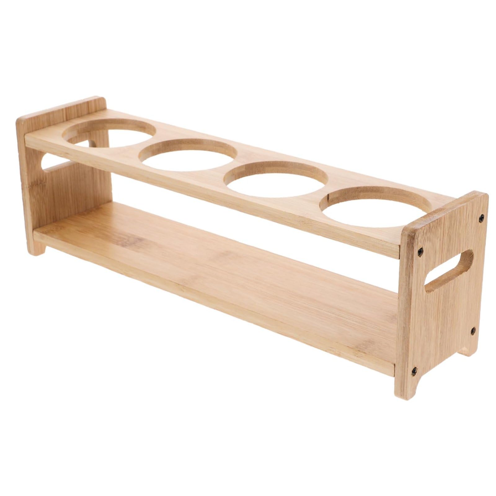 Gewürzregal-Organizer aus Holz, Gewürzregal aus Holz, Gewürzregal, Küchenschrank-Organizer, Gewürzflaschenhalter für die Küche zu Hause,Khaki,Round Hole