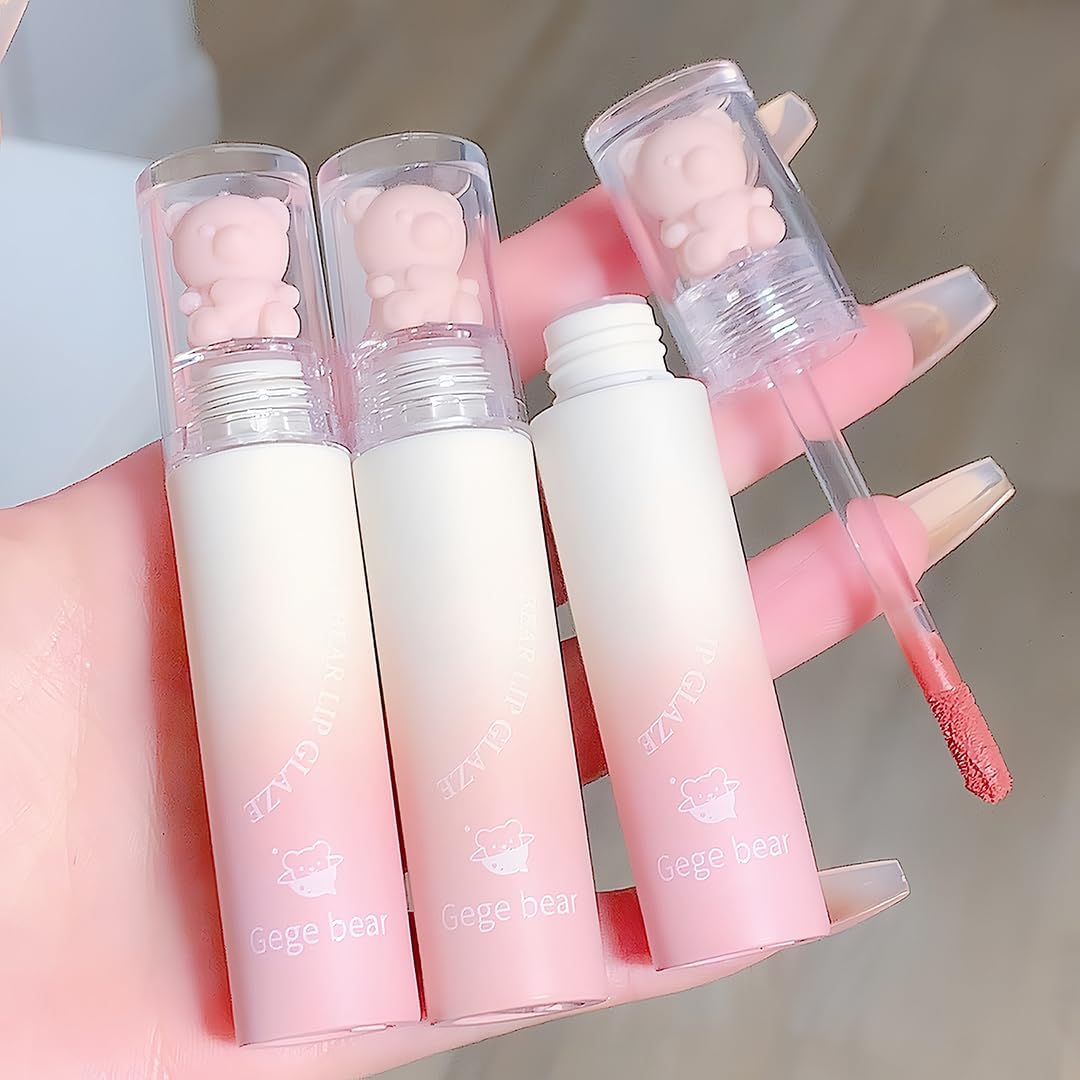 Gege Bear Velvet Mist Lip Glaze | Matte Velvet Lipstick | Soft Matte Finish | Lightweight Liquid Lipstick Formula | 6 Trendy Shades | Long-Lasting & Moisturizing | Designed for Women & Teens | (05# Pink Mist White Peach, 3g)-image-46