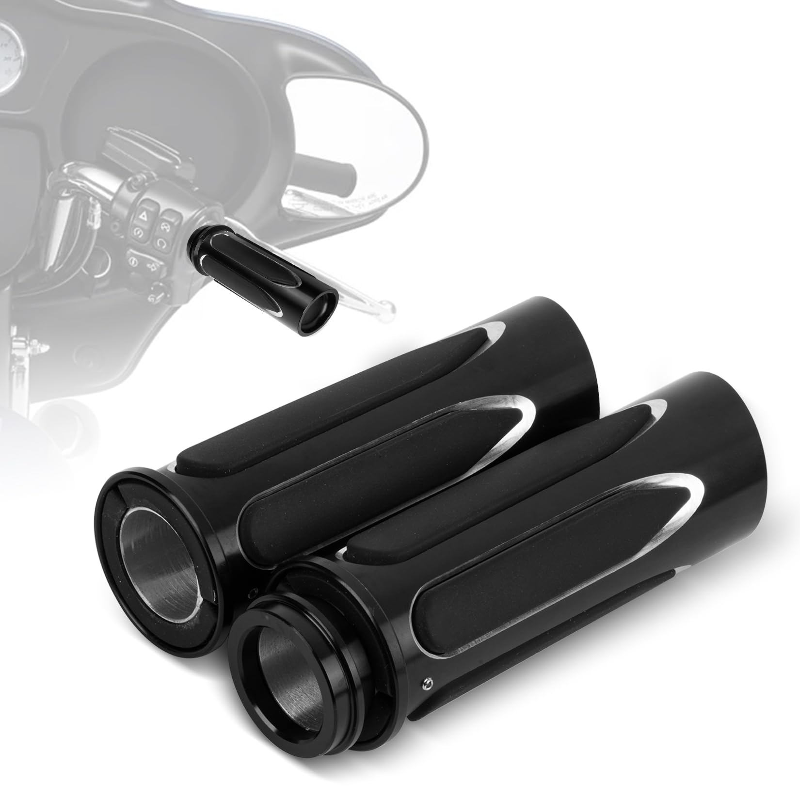 PSLER Electronic Throttle Control 25mm 1" Inch Motorcycle Grips Soft Touch Handlebar Grips for Touring Street Glide Electra Glide Road Glide Trike Models Road King Softail Dyna FXDLS