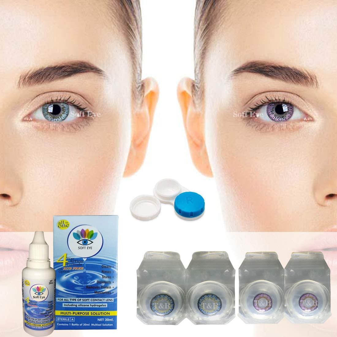 Soft Eye Sky Blue-Violet (Purple) Monthly Color Contact Lens (Zero Power, Sky Blue-Violet (Purple)) (B07WRYMC62) Amazon Price History, Amazon Price Tracker
