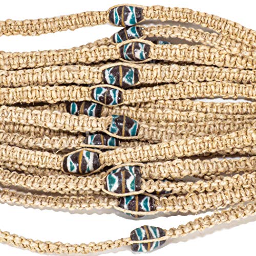 BlueRica Large Hemp Choker Necklace with Clay Bead3