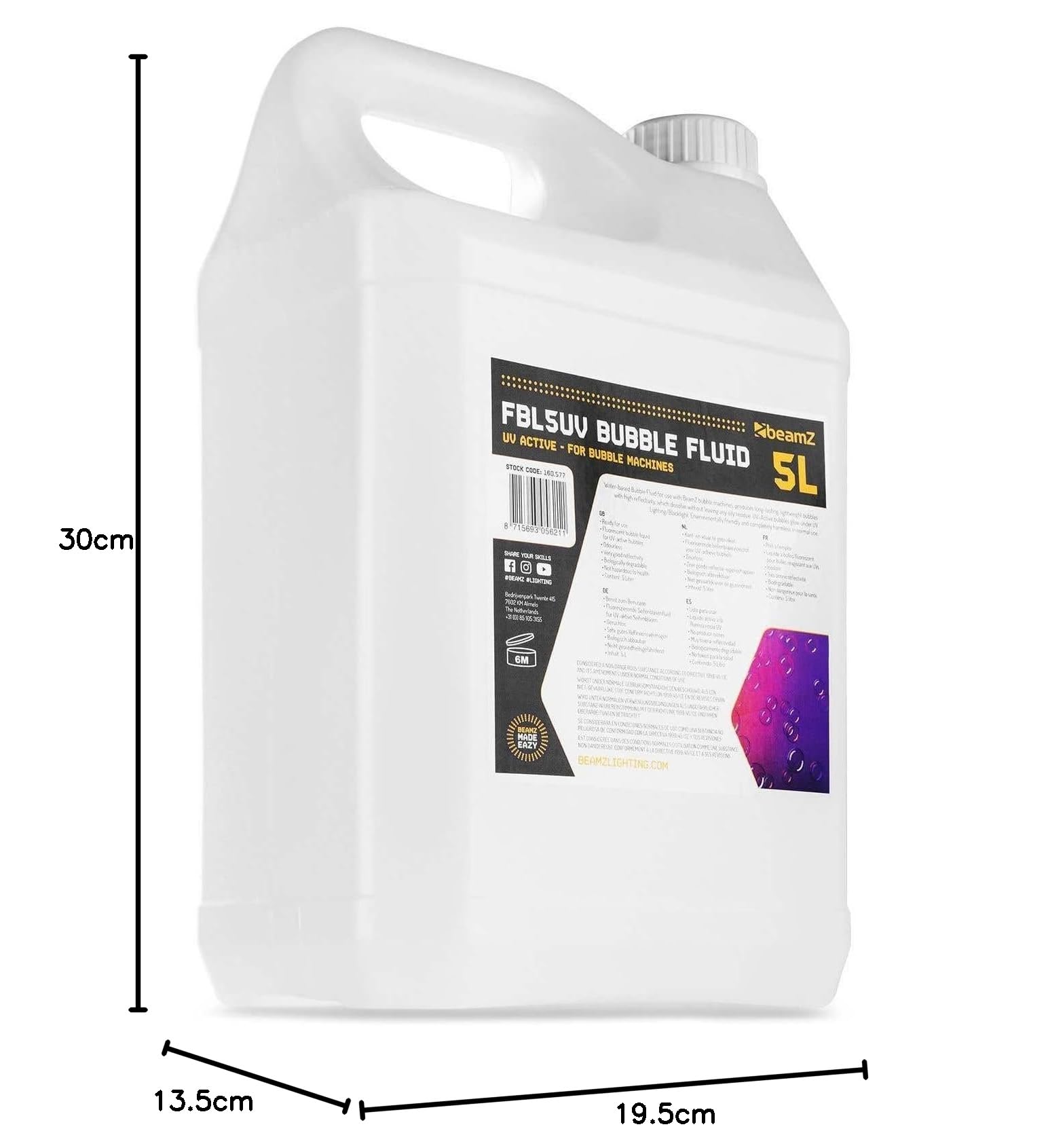 Liquido per macchina delle bolle - 5 L - fluorescente - Beamz
