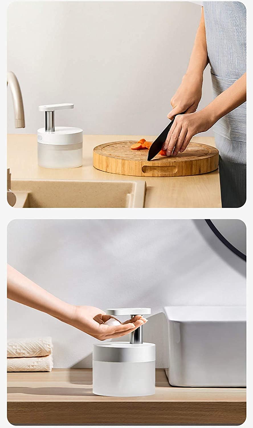 Distributore di Sapone schiumogeno Automatico Senza ticino - Cucina Premium e Bagno Distributore di Sapone 400 ml - Touch Modern Electric Electric Hands Distributore di Sapone Libero con sensore