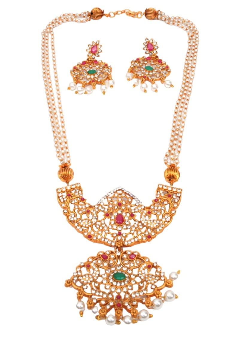 Griiham Gold Plated Elegant Necklace Set with kempu stones (B0BZ4S36NP) Amazon Price History, Amazon Price Tracker