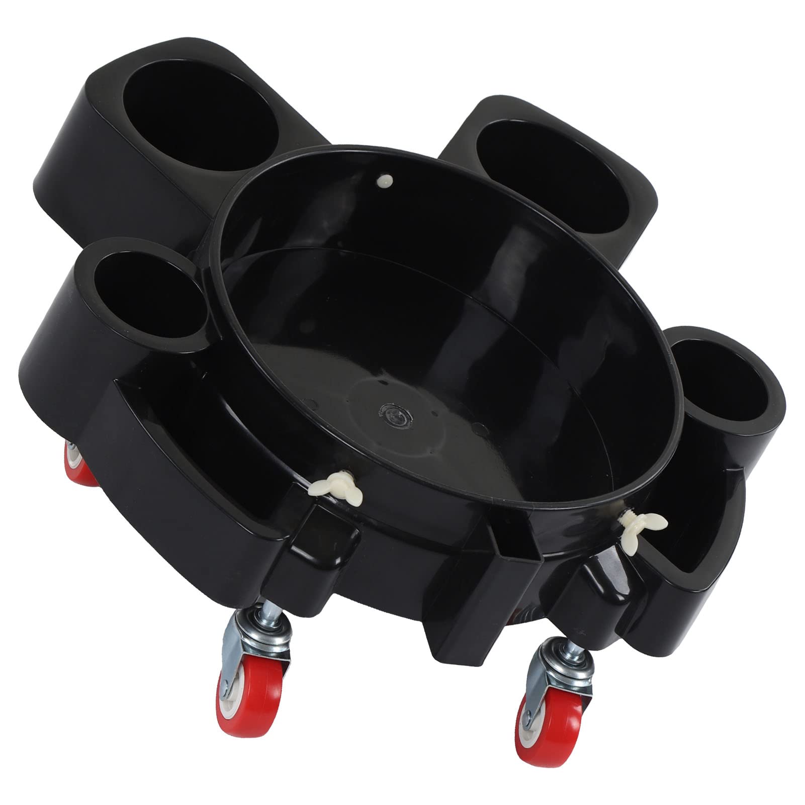 Carrello per Benna Carrello per Benna con Ruote con Base in PP Resistente 5 Rotelle Girevoli 2 Ruote con Freno capacità di 250 Libbre per Lavaggio Auto Dettagli Pulizia Garage
