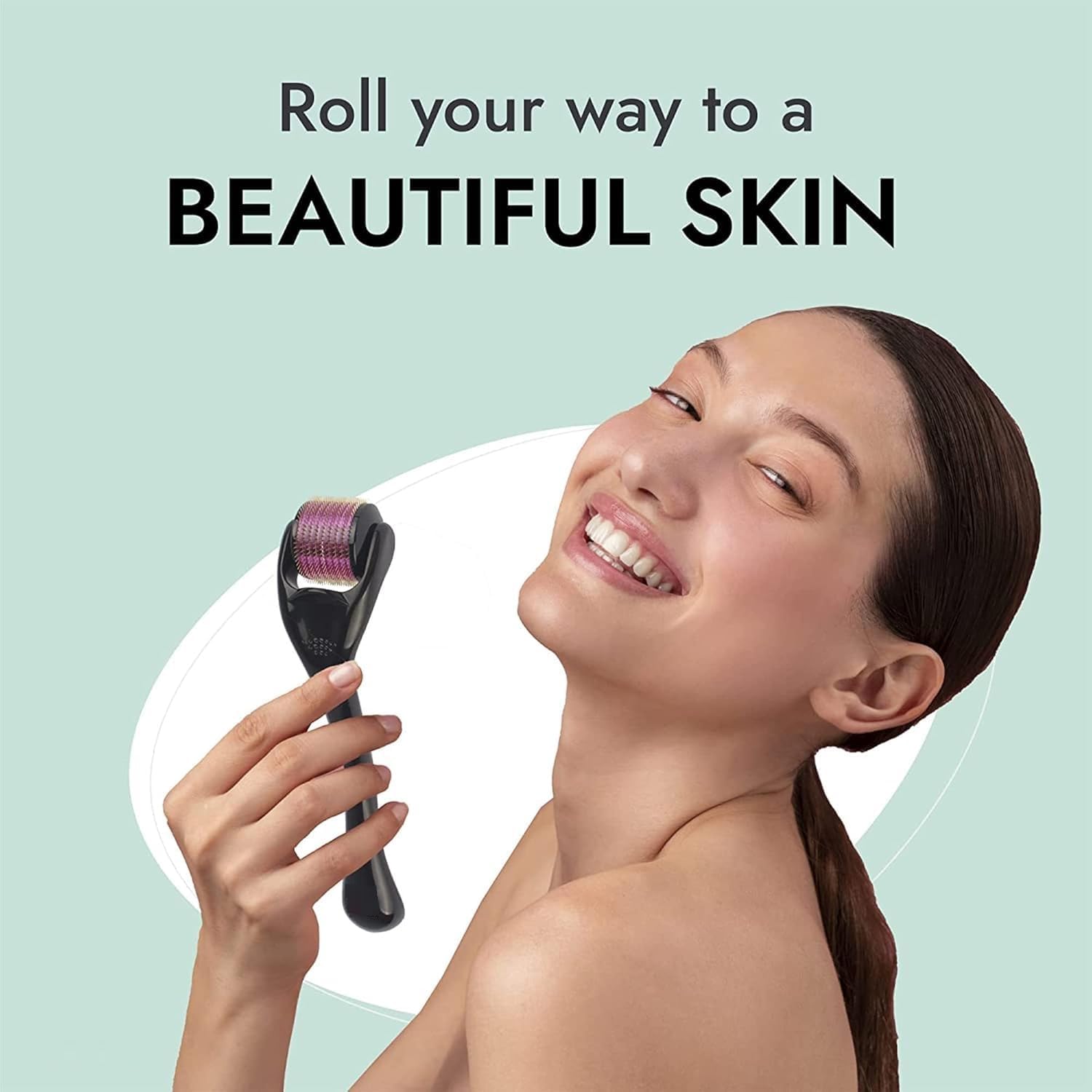 Episkey Professional Derma Roller 0.5 mm with 540 Titanium Micro-Needles for Hair Growth, Beard Activation, Skin Rejuvenation (0.5 mm, Derma Roller) with Scalp Massager Brush for Hair & Shampoo | Relaxing Head Massager with Soft Silicone Bristles