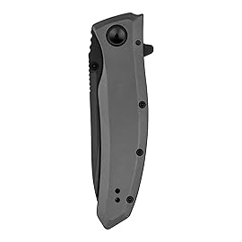 Kershaw Grid Pocket Knife, Black, 3.7 Inch Stainless Steel Modified Drop Point Partially Serrated Blade, EDC with Assisted Opening, Reversible Pocketclip, Everyday Carry Pocket Knife for Men and Women