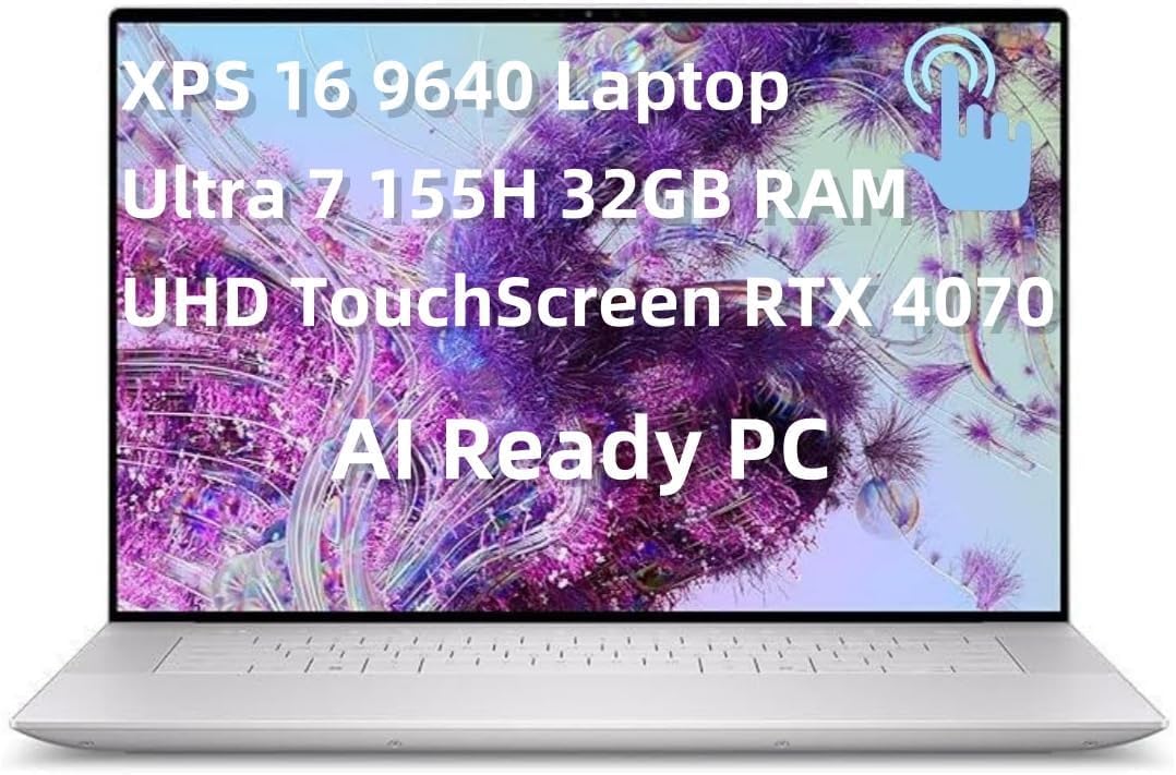 NewDell 2024 XPS 16 9640 Laptop 16.3 inch OLED UHD+ 4K TouchScreen Intel_Core Ultra 7 155H 32GB RAM 2TB SSD AI PC Geforce RTX 4070 Webcam Backlit Fingerprint Reader WiFi 7 Thunderbolt Windows 11 Pro