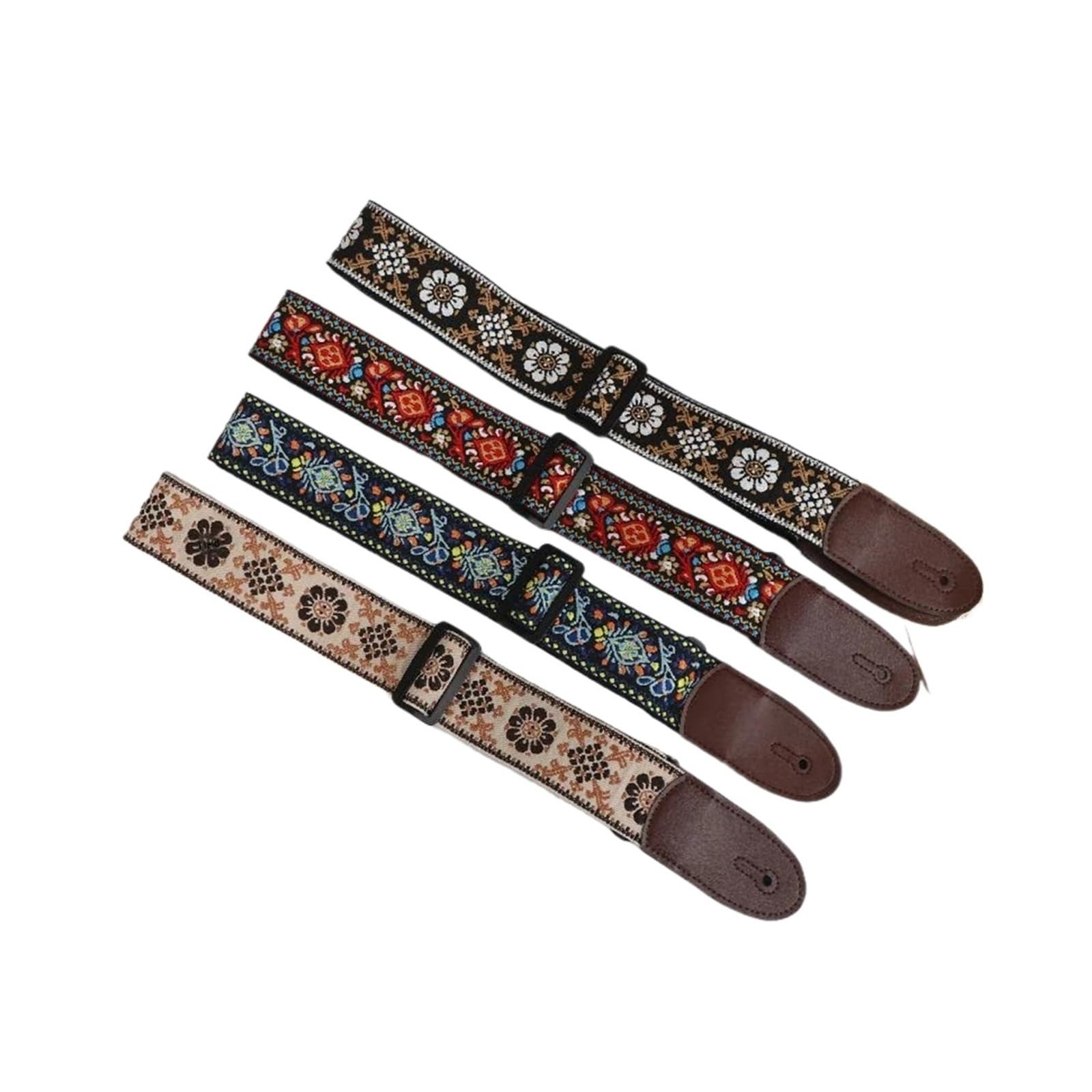 Generico Tracolla for chitarra regolabile for basso acustico elettrico Cinghie ricamate in pelle di cotone Accessori for strumenti musicali