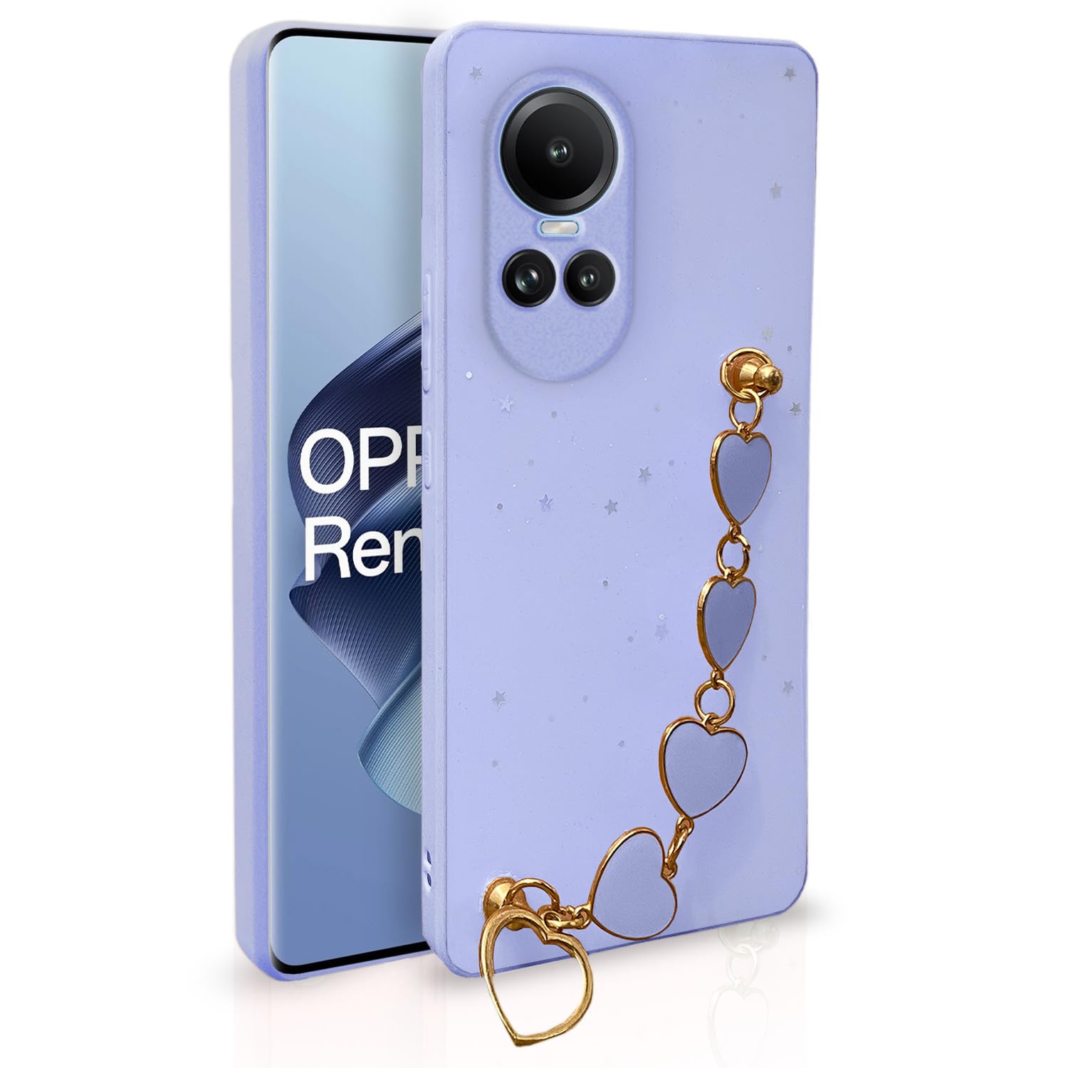 Pikkme Oppo Reno 10 5G Back Cover for Girls | Heart Shaped Metal Chain Blocks | Sparkling Soft TPU | Case for Oppo Reno 10 5G (Purple) (B0CHWDPMB8) Amazon Price History, Amazon Price Tracker