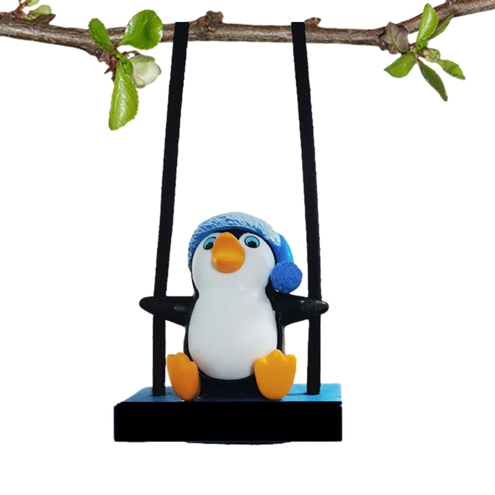 Keloc Blue Penguin Penguin Swinging Car Ornament,Funny Rear View Mirror Resin Charm Ornament - Funny Penguin Swing Ornament For Car Interior Decoration Accessories