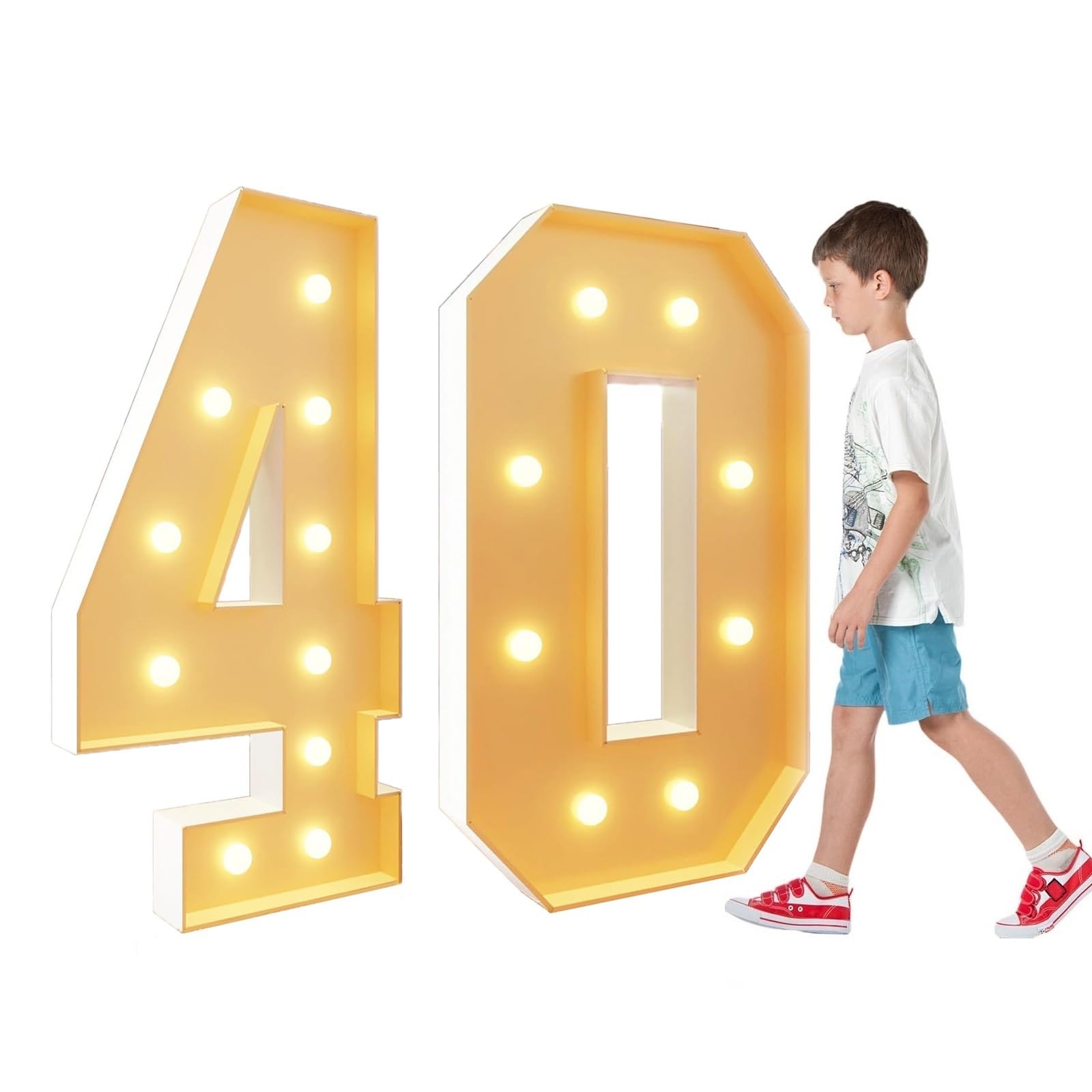 2,3-stopowe dekoracje urodzinowe duże podświetlane cyfry LED zasilane bateriami na 10. - 90 urodziny(40,120cm)