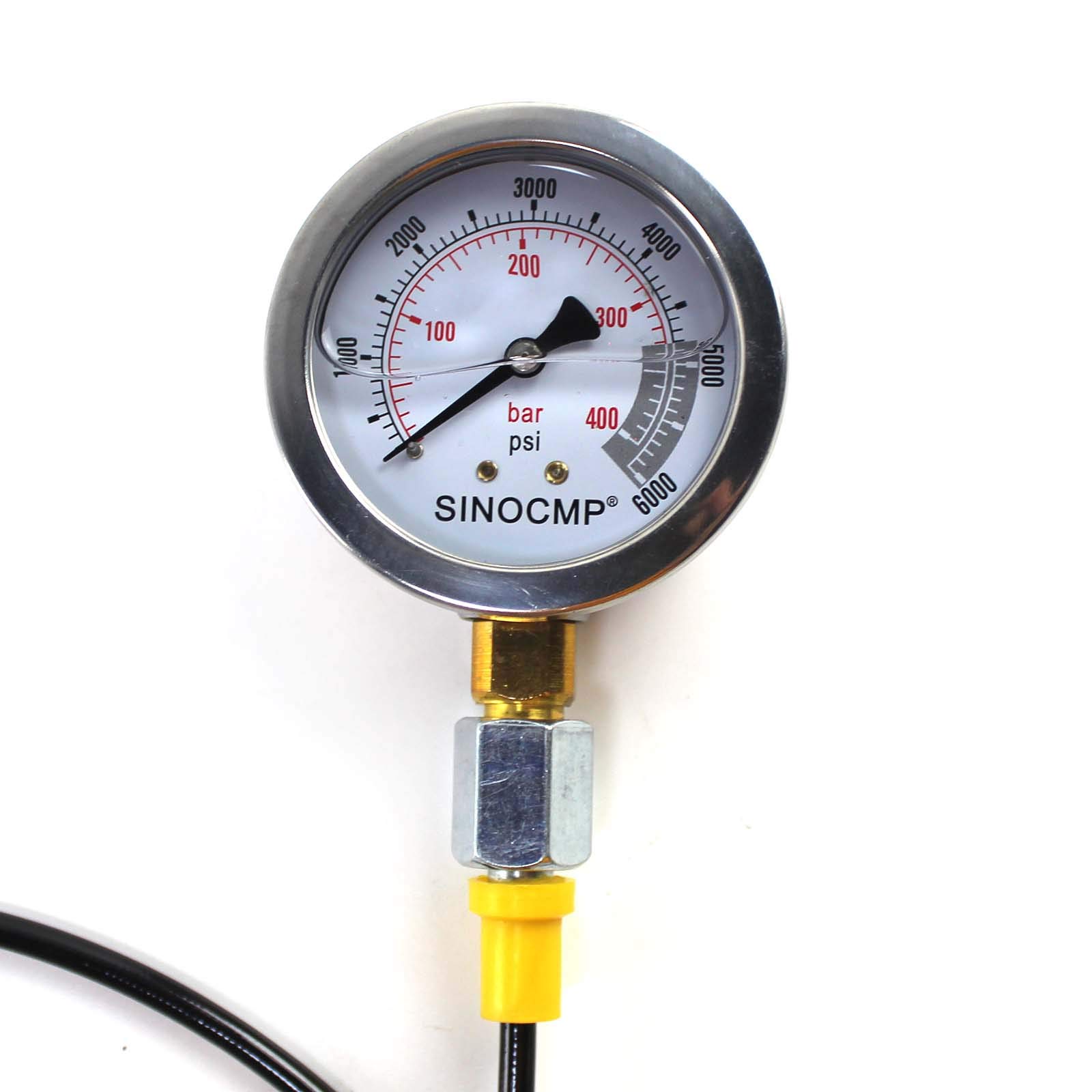 Kit di prova della pressione idraulica 40MPA/400BAR/6000PSI Kit di accoppiamento di prova per escavatore Komatsu Kit di manometro per macchine edili con 1 manometro, 1 tubo di prova e 2 raccordi