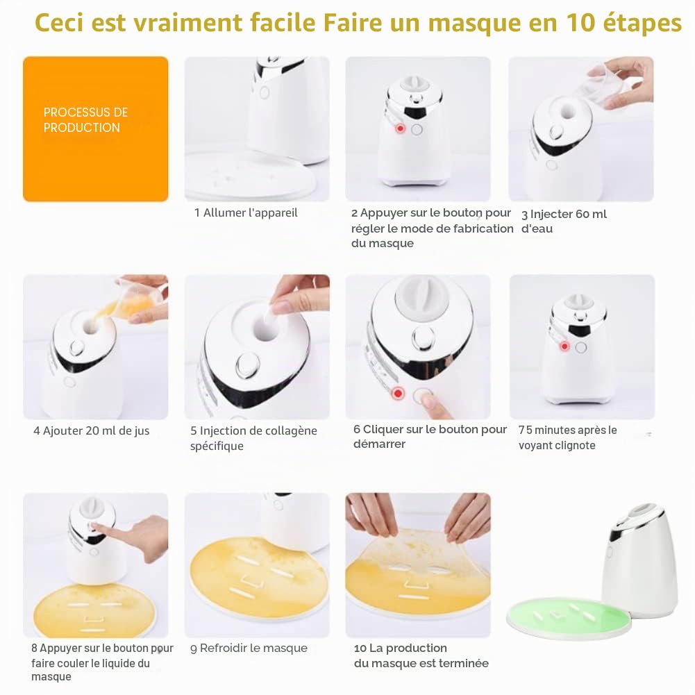 Machine de Masque Facial, Machine de Masque de Légumes de Fruits Bricolage, Fabricant de Masque de Visage de Légumes de Fruits Naturels Multifonctionnel Automatique