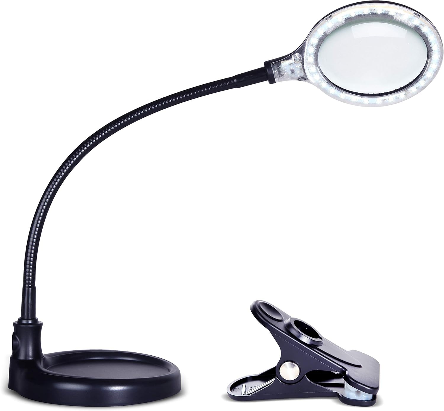 Brightech LightView Pro Flex 2-in-1 Magnifying Glass LED Lamp - Lighted Magnifier with Stand & Clamp - for Desk, Sewing, Table - Bright Light for Reading, Crafts - 2.25x Magnification