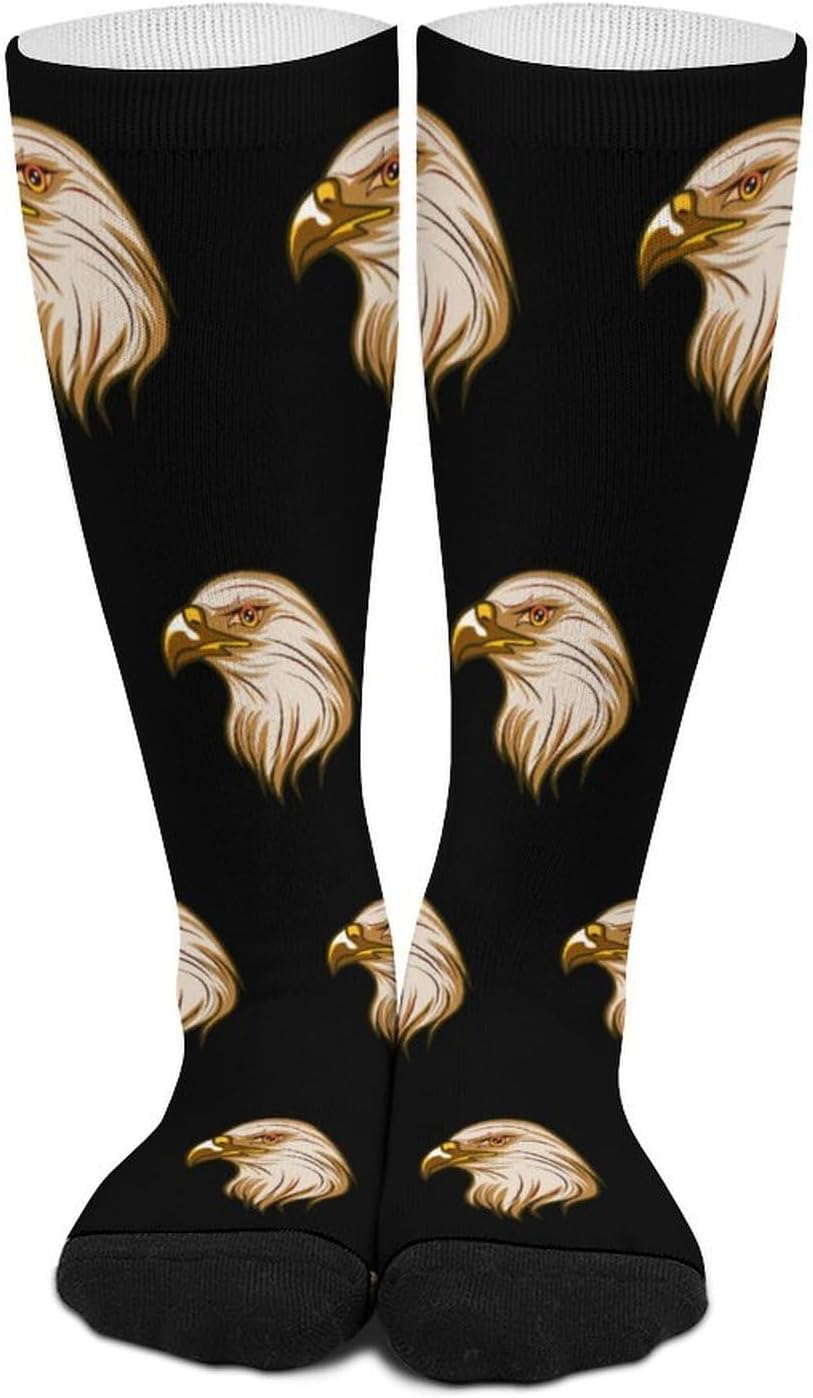Americans-Bald Ea-gles Flag Knee High Socks Athletic Long Stockings Sport Casual Crew Tube Sock Boot 46cm