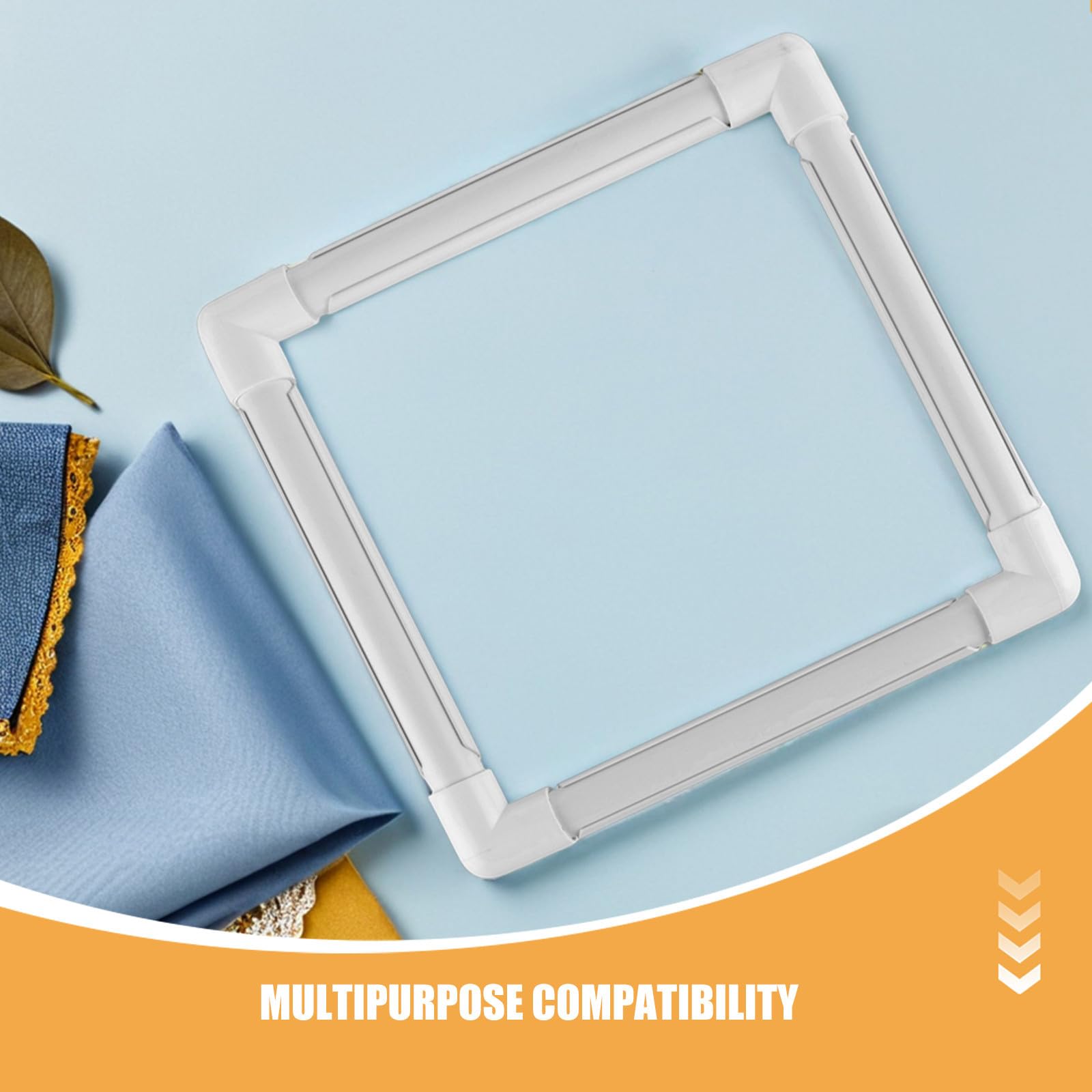 VILLCASE 2 Pezzi Telaio Ricamo Quadrato in Plastica Bianco Design Portatile e Morsetto Sicuro per Progetti di Pittura su Seta e Cucito Fai-da-te