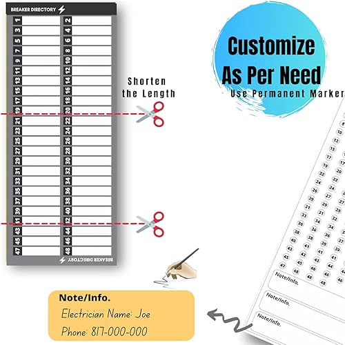 Miniatura 5 de Etiqueta de directorio de disyuntor de papel de vinilo no desgarrable de alta calidad con pegatinas de fusibles para panel de fusibles, letrero