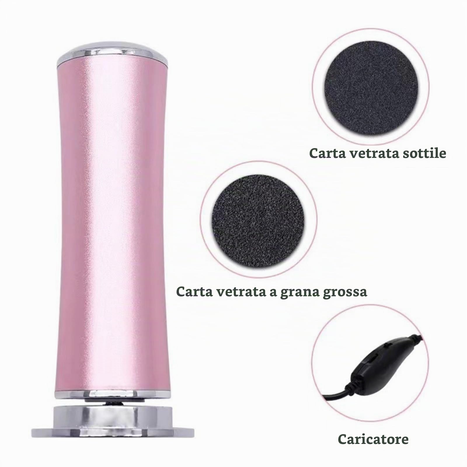 KLYNE Beauty Lima Elettrica Piedi Professionale, 60 dischetti, rotazione 360°, attrezzo per cura piedi (Rosa,1 unità)
