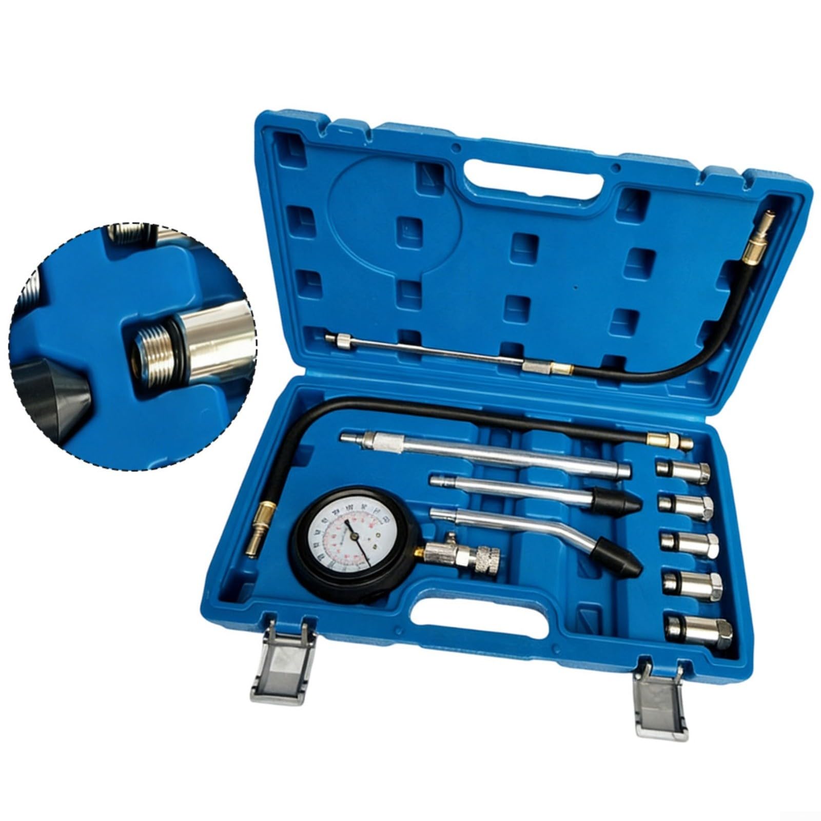 0-300 PSI Cilindro Motore Manometro Tester Kit con Quick Connect e Multi-Size Adattatori per la Diagnosi