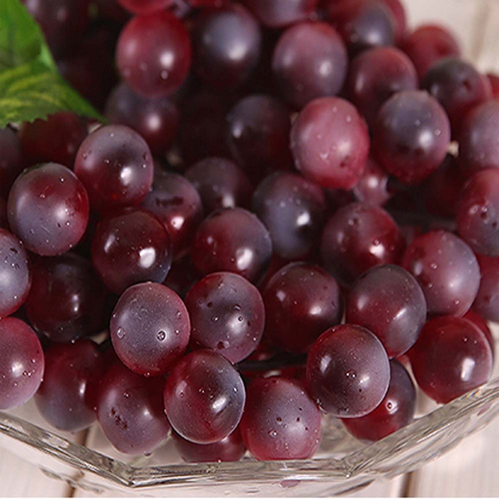 WADY 2 Uvas Decorativas de plástico para Vino, Uvas, Frutos Artificiales, Frutas y Verduras, 2 Unidades de 17 cm (Rojo)
