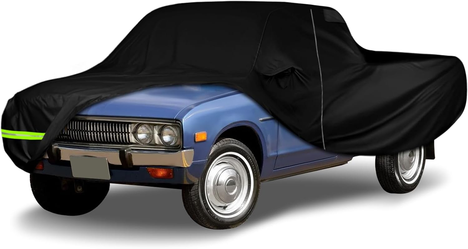 Waterproof Car Cover Compatible with 1965-1986 Nissan/Datsun 520/620/720 Single Cab 6ft Short Bed Accessories, All Weather Classic Car Covers with Inner Cotton&Zipper Door for Snow Rain Protection
