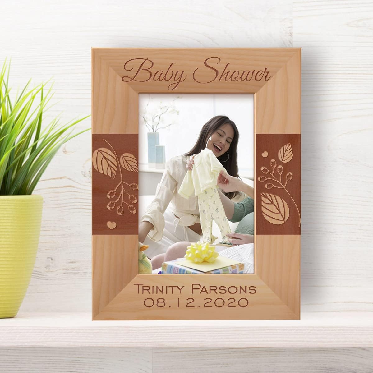 Baby Shower Personalized Wooden Frame-10" x 8" Brown Horizontal