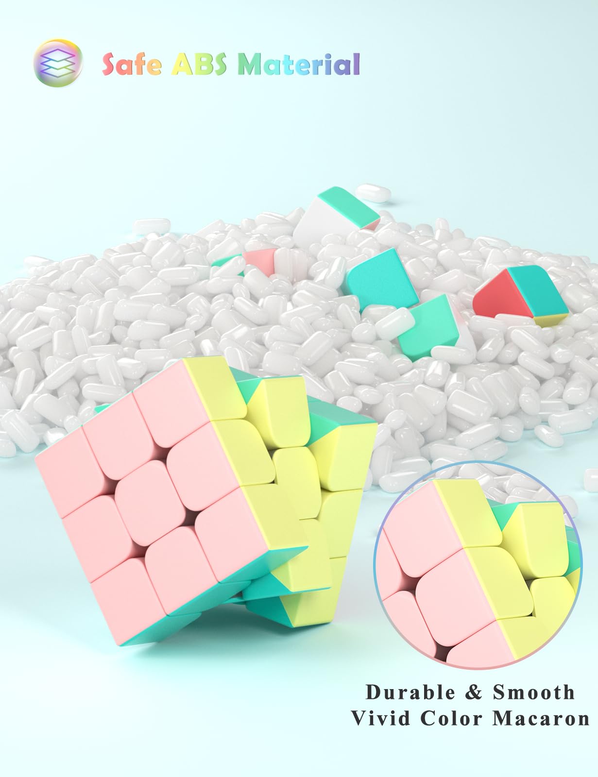 ROXENDA Speed Cube 3x3 Stickerless, Cubo Magico 3x3x3 Professionale, 3D Puzzle Rompicapo per Adulti e Bambini, Cubo Magico di Puzzle Bambini Adolescenti Adulti (3x3x3)